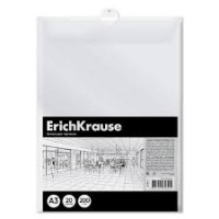 Бумага для черчения в пластиковой папке ErichKrause, Art, А3, 10 листов, без рамки, белый