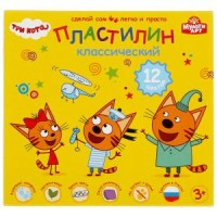 ТРИ КОТА Пластилин классический, 12 цв (180 г) MULTIART в кор.16шт